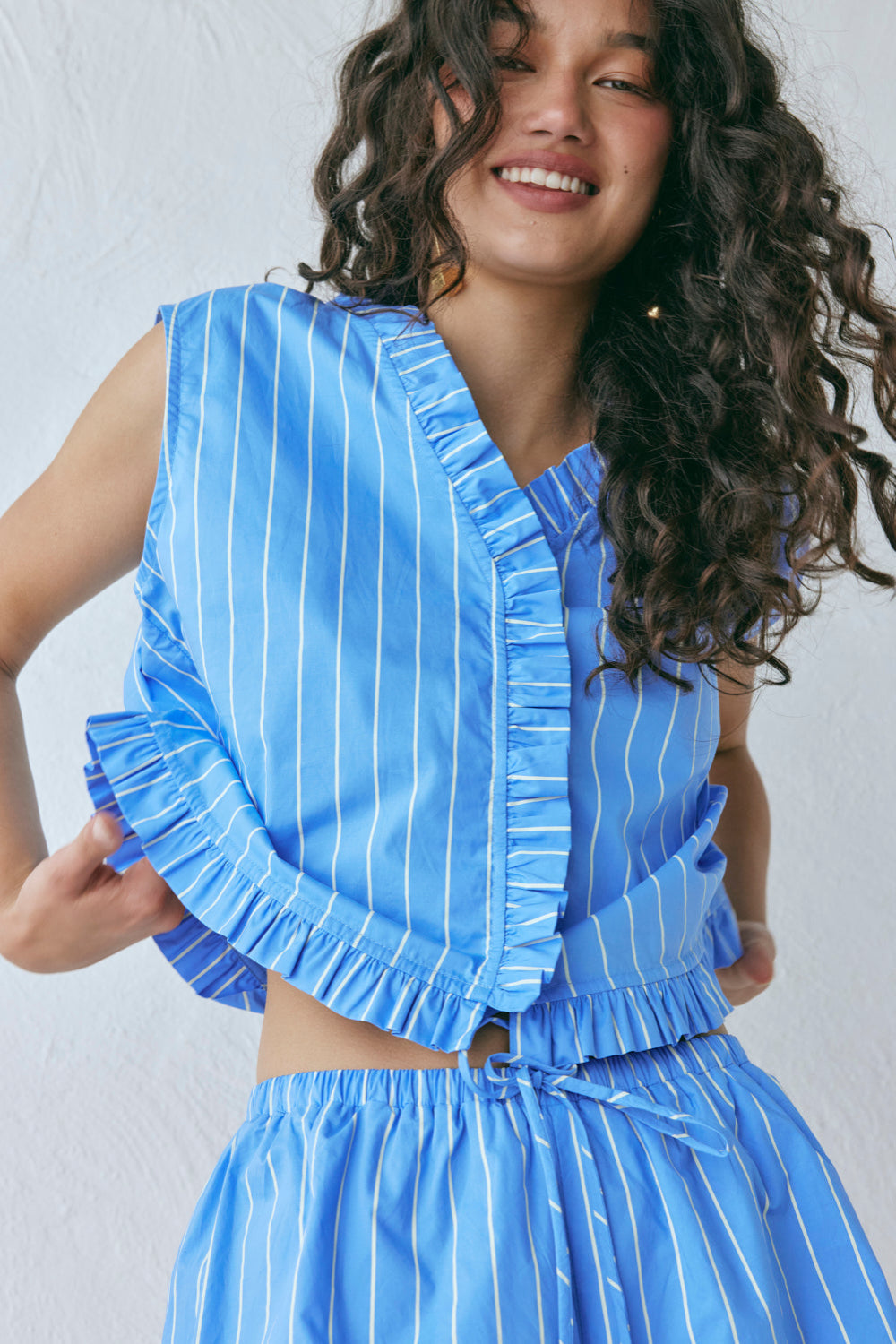Phoebe Vest Top Cornflower Stripe