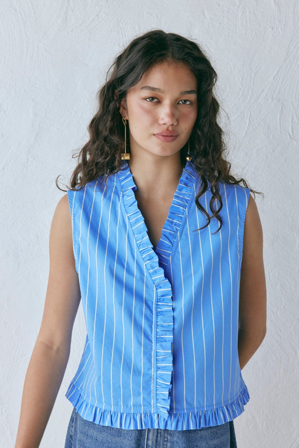 Phoebe Vest Top Cornflower Stripe