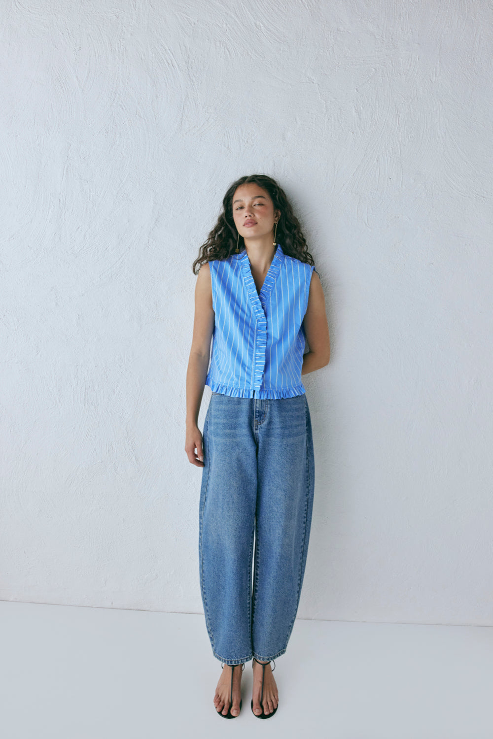 Phoebe Vest Top Cornflower Stripe