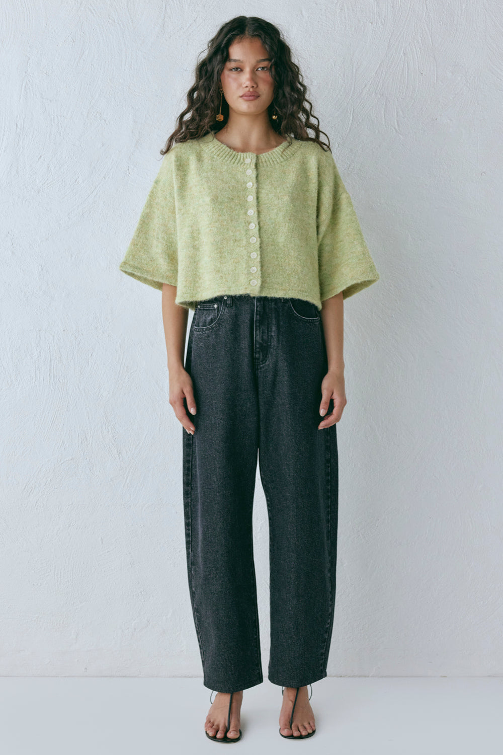 Hailey Knit Cardigan Lime Marle