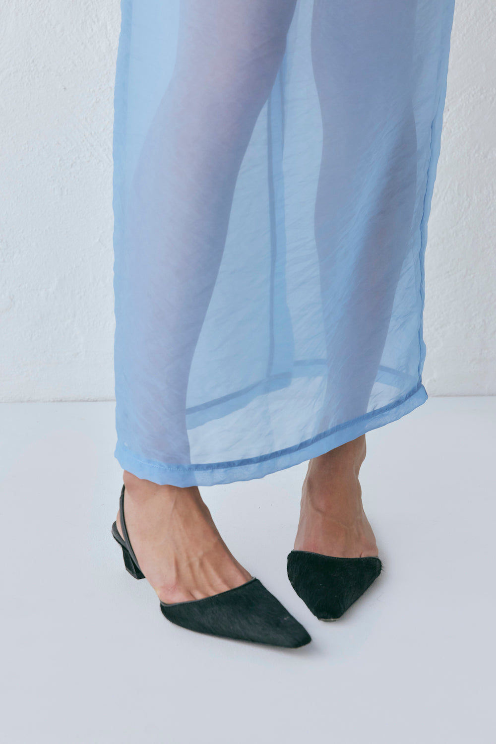 Devyn Sheer Midi Skirt Powder Blue