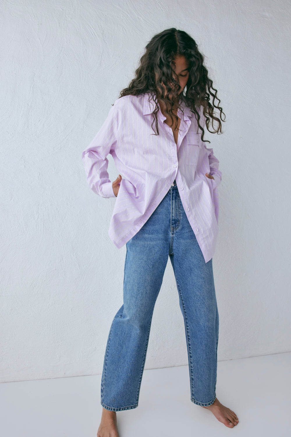 June Shirt Lilac Stripe