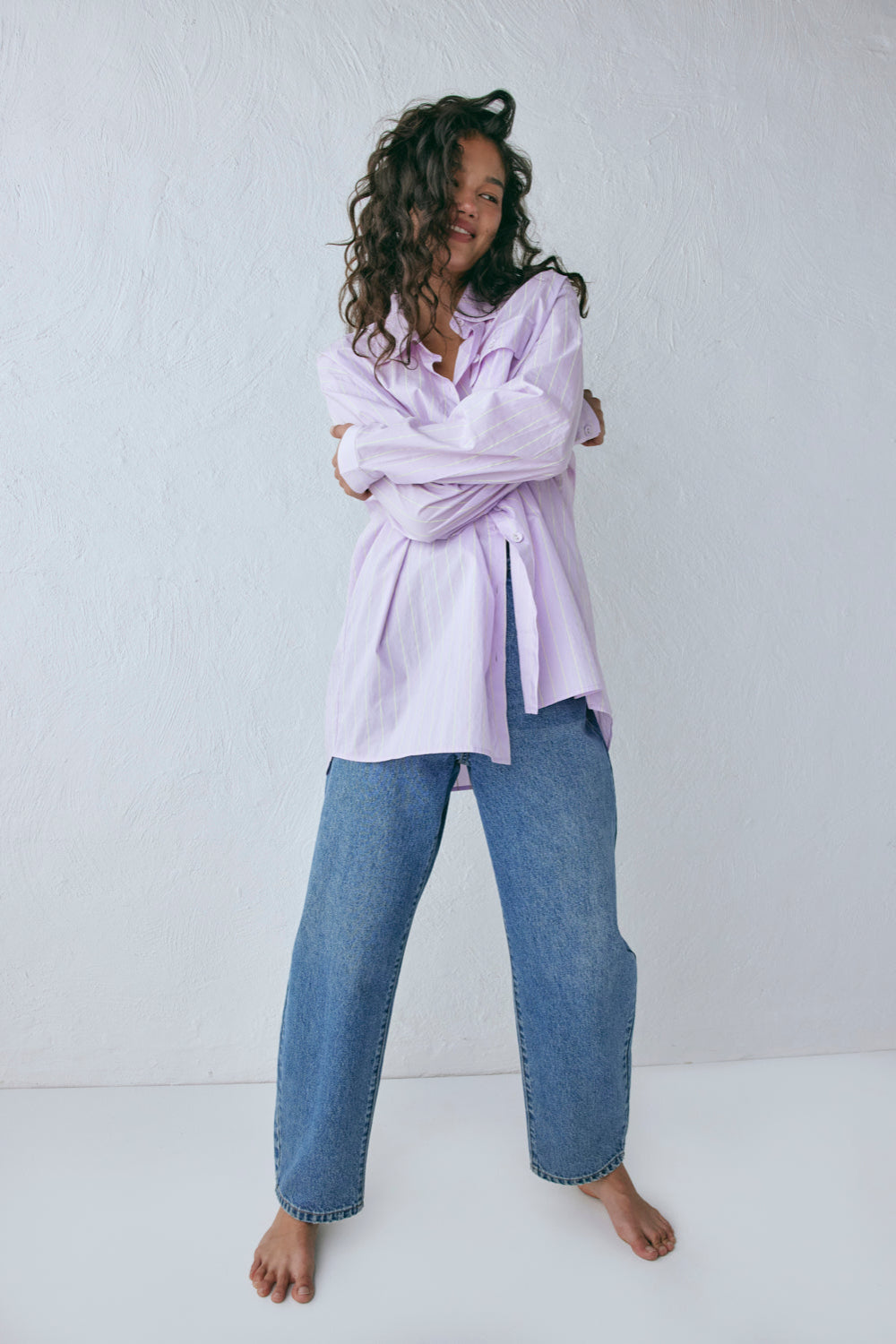 June Shirt Lilac Stripe