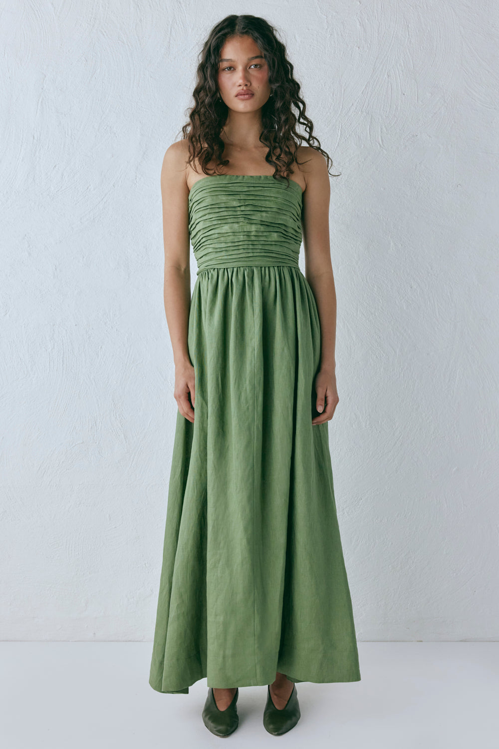 Saint Malo Linen Maxi Dress Olive