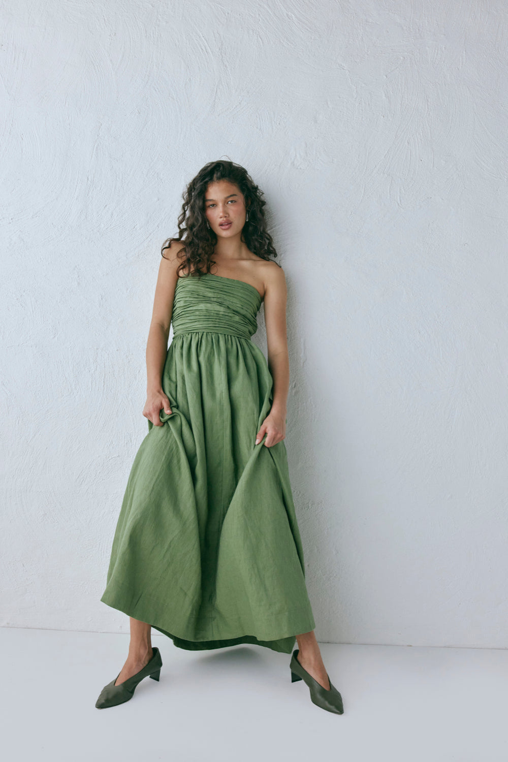 Saint Malo Linen Maxi Dress Olive