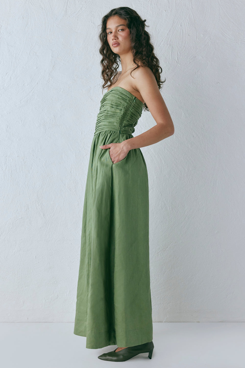 Saint Malo Linen Maxi Dress Olive
