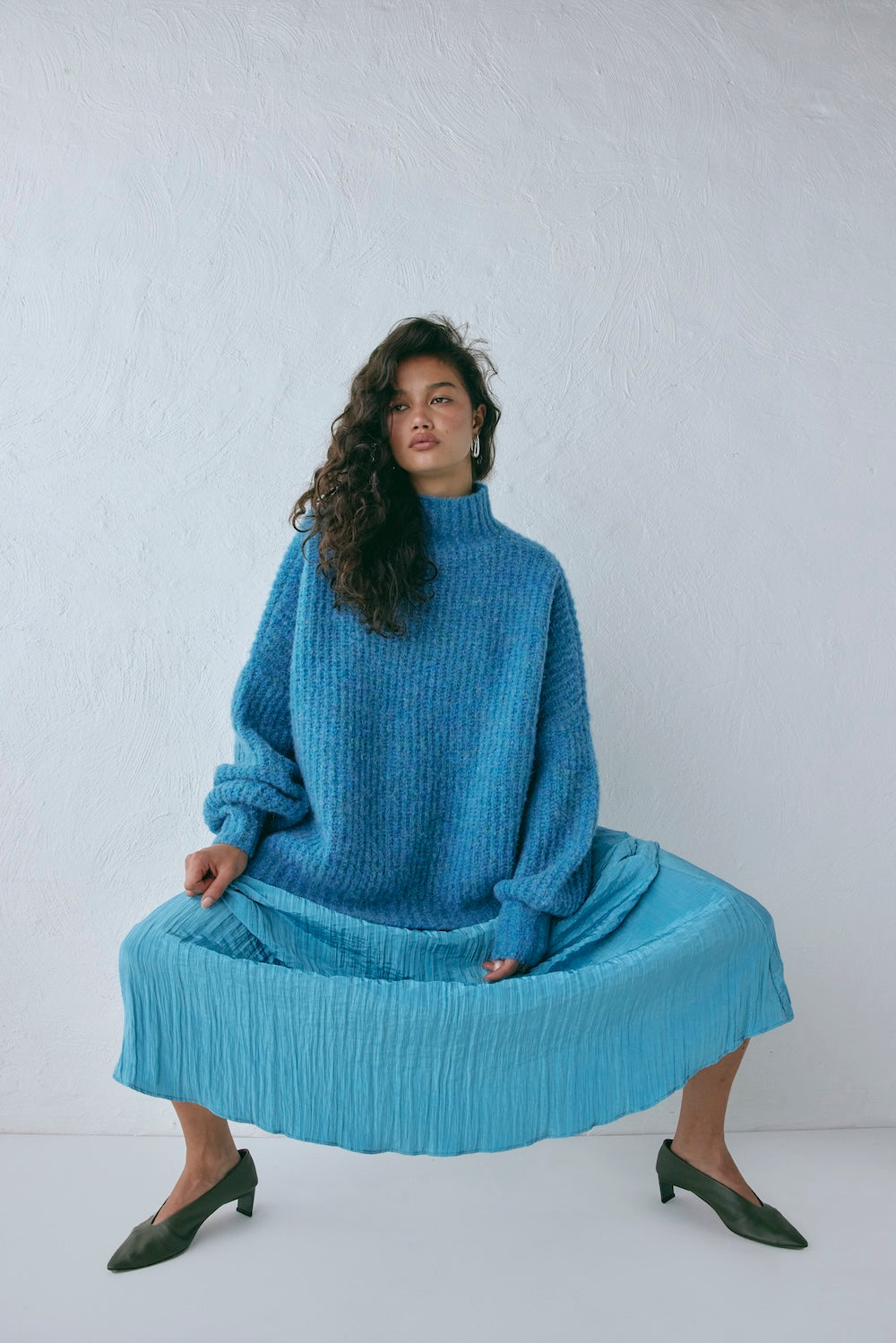 Solara Midi Skirt Aqua Blue