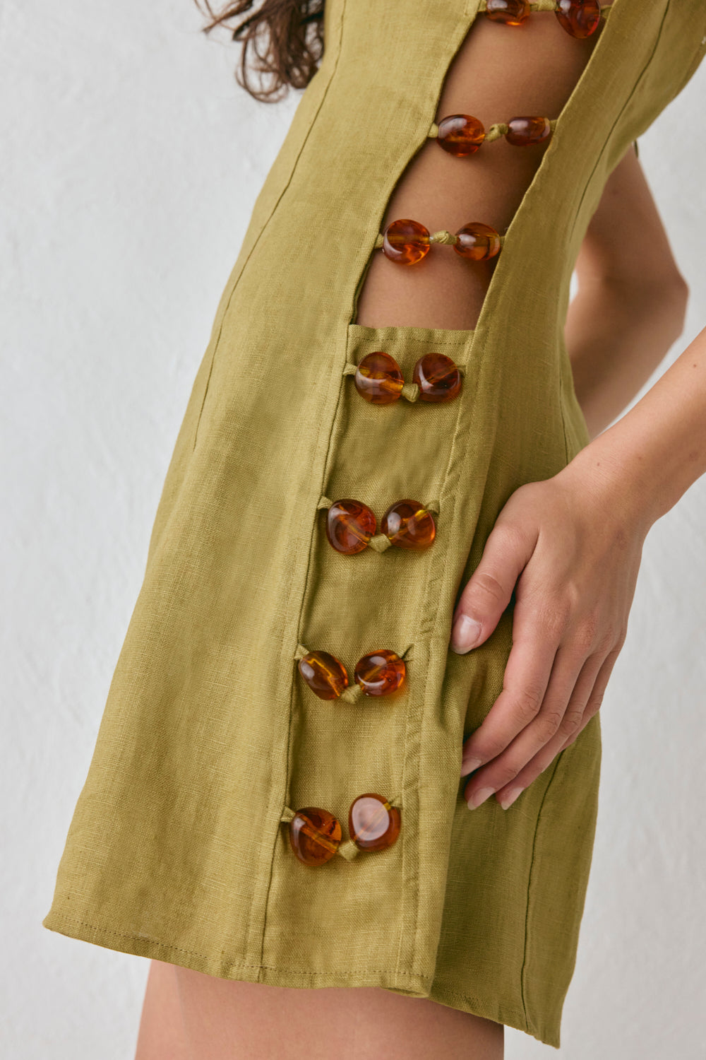 Tia Linen Mini Dress Olive