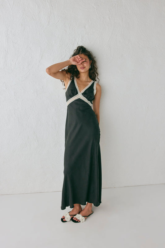 Meet Me On The Dance Floor Bias Cut Maxi Dress Black