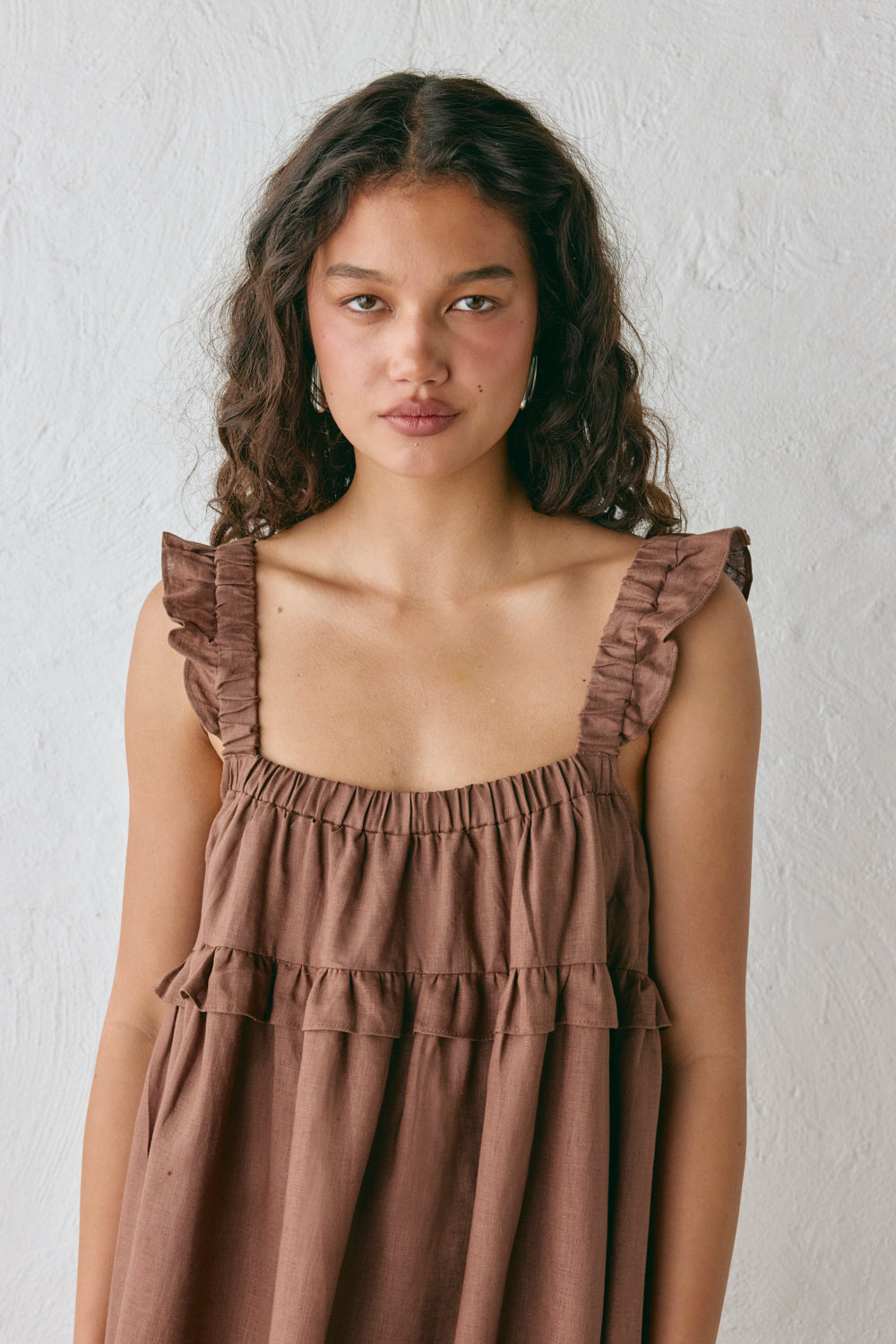 Rossana Linen Maxi Dress Chocolate