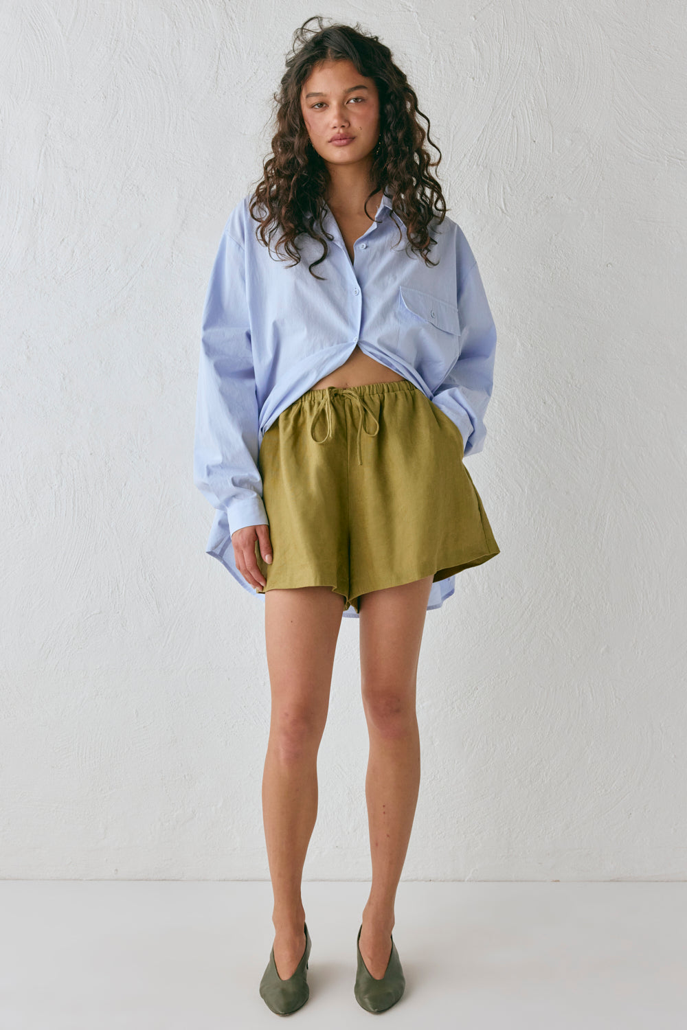 Nettie Linen Shorts Olive