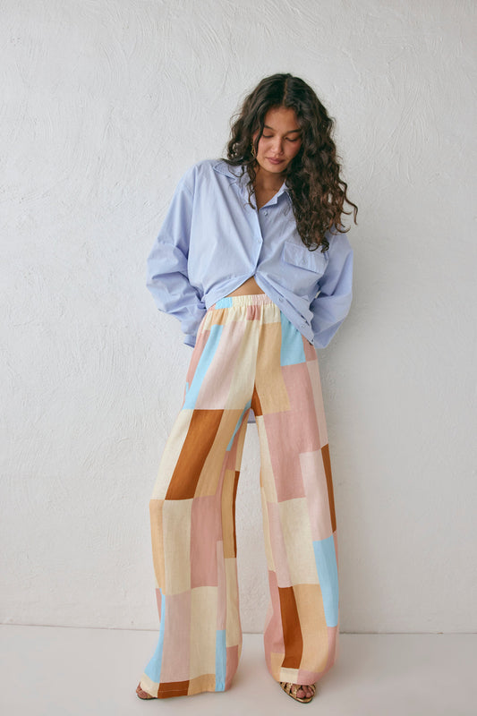 Petra Linen Pants Patchwork
