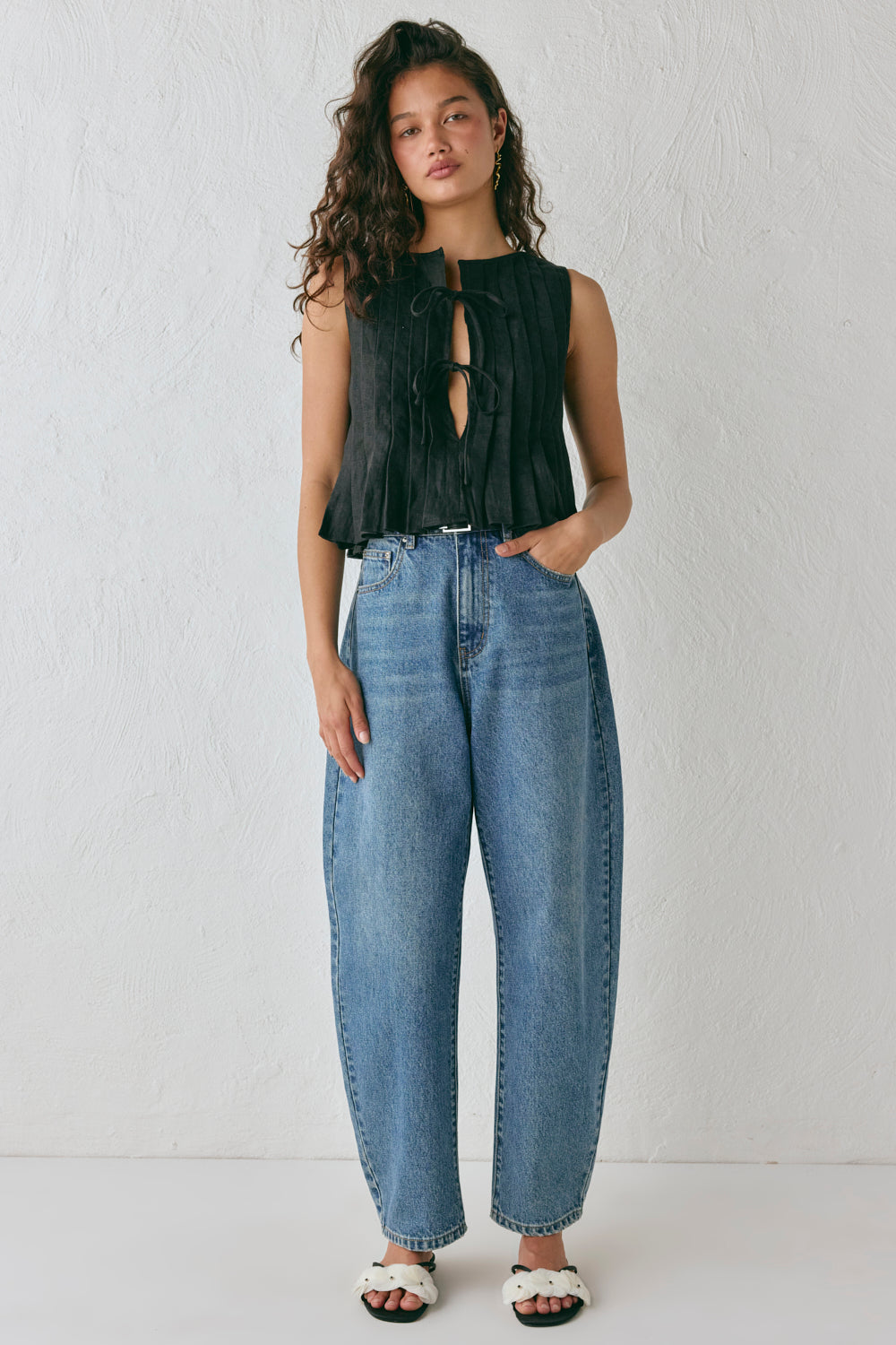 Valeria Linen Top Black