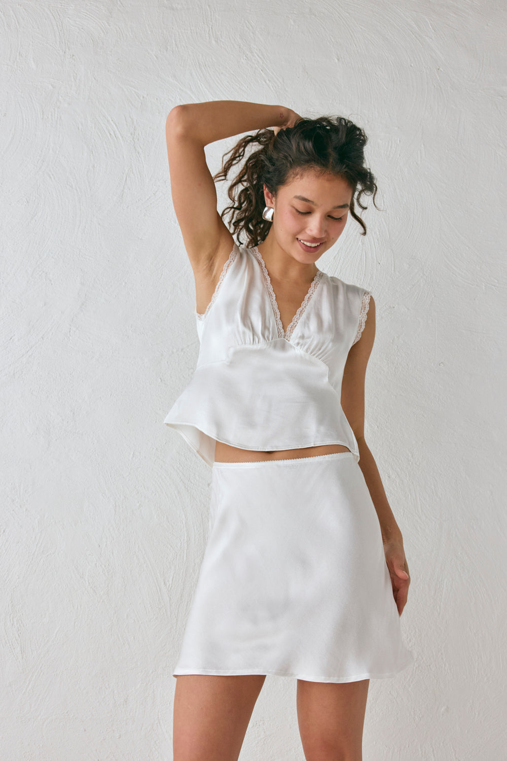 Vintage Lover Bias Cut Mini Skirt White
