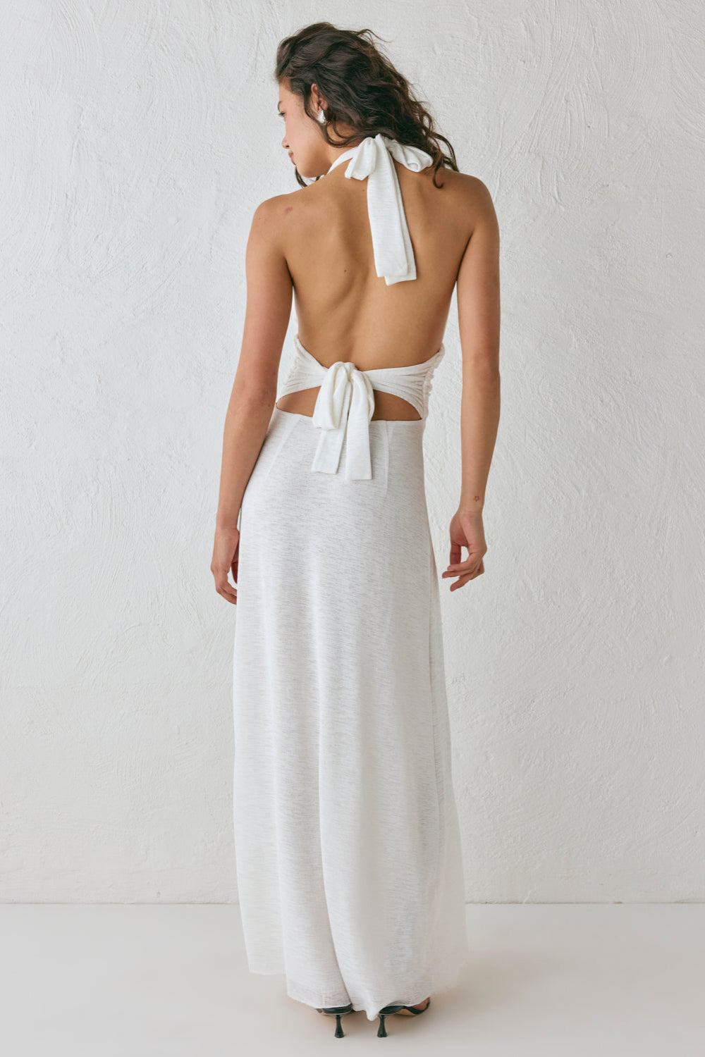 When In Italy Halter Midi Dress White
