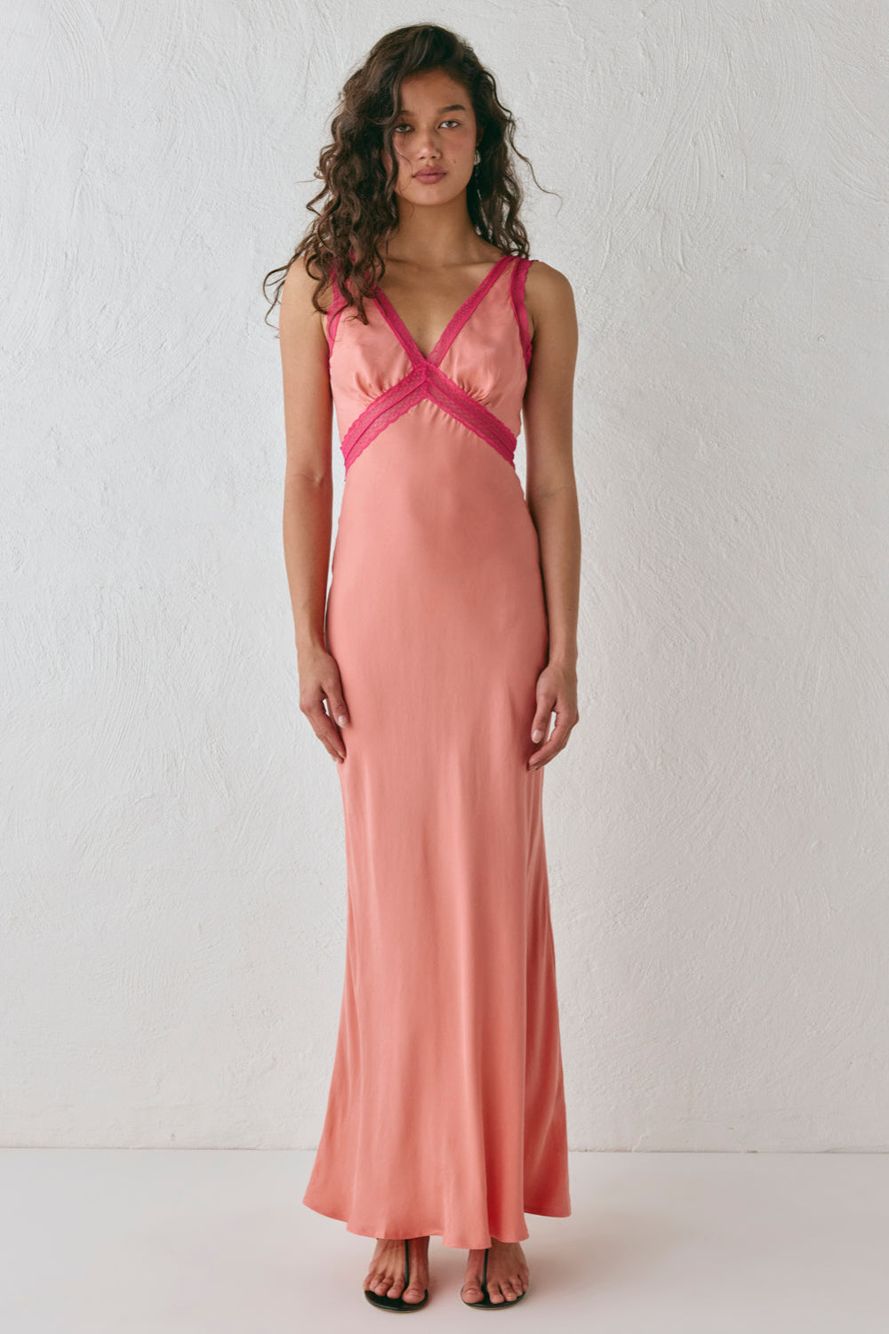 Meet Me On The Dance Floor Bias Cut Maxi Dress Coral