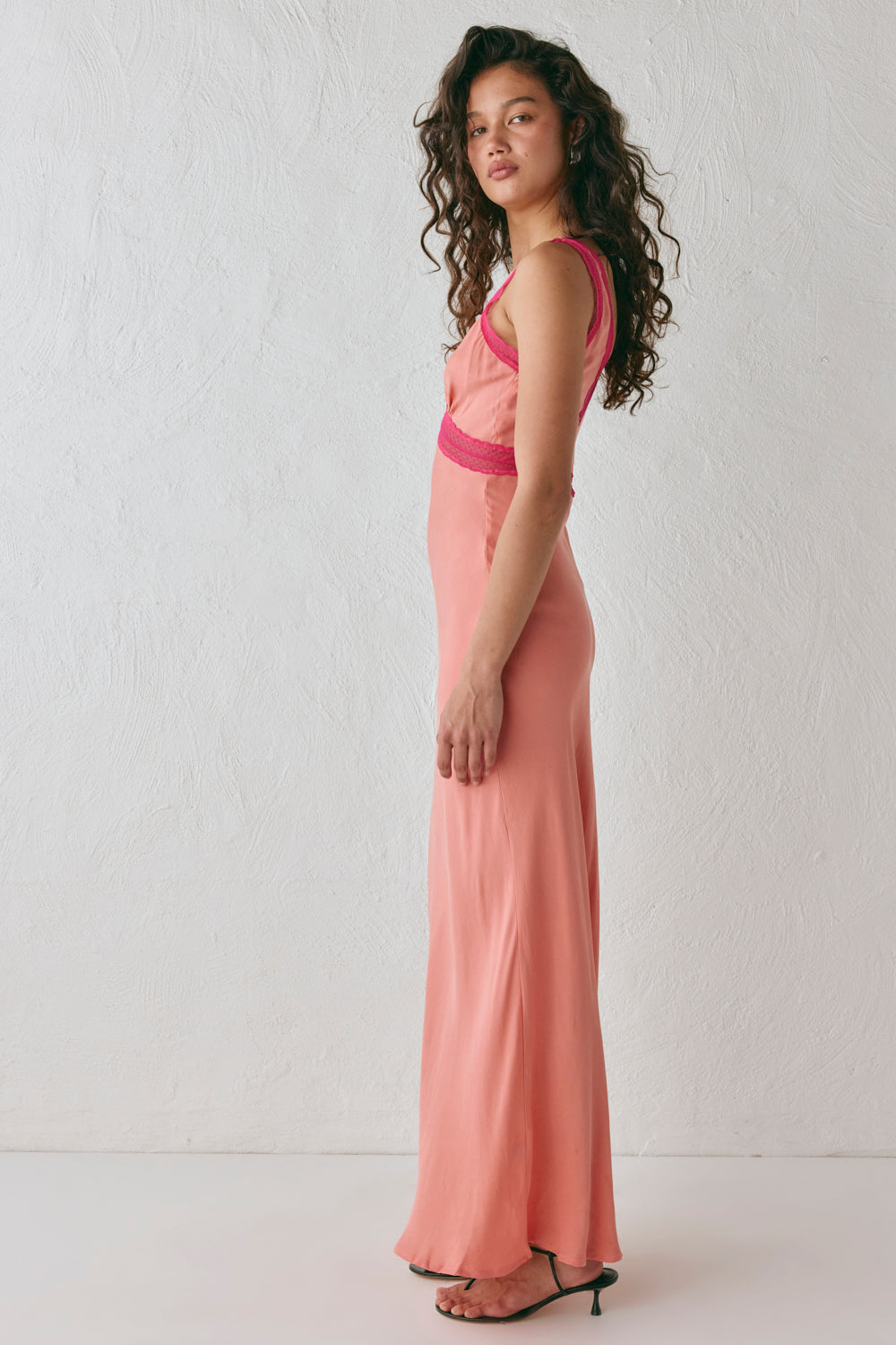 Meet Me On The Dance Floor Bias Cut Maxi Dress Coral