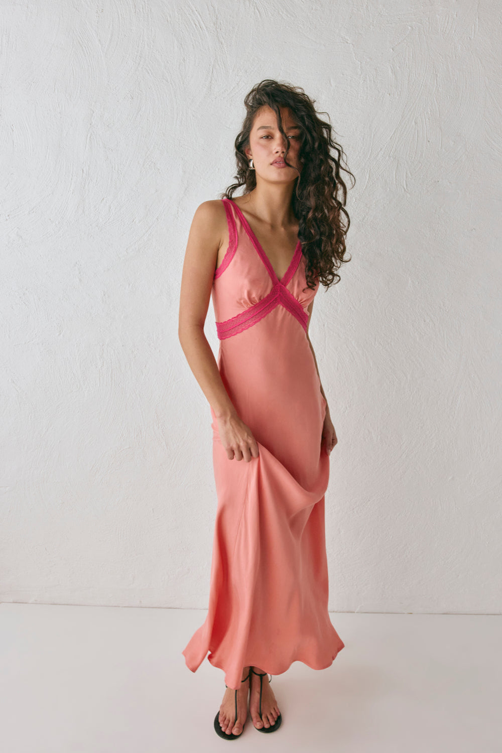 Meet Me On The Dance Floor Bias Cut Maxi Dress Coral