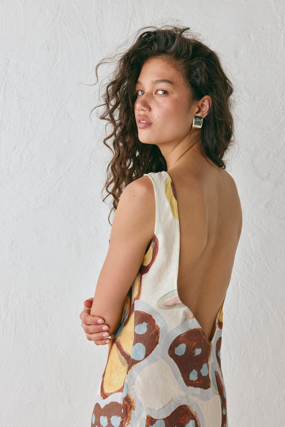 Art Of Bloom Linen Bias Cut Maxi Dress Flower