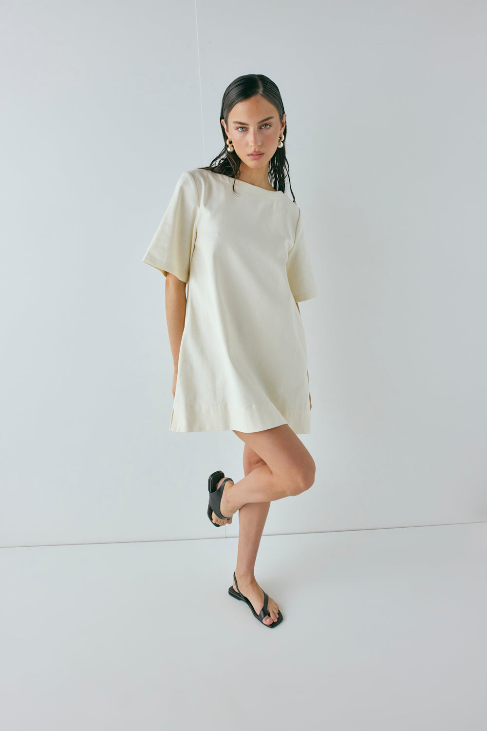 Suki Denim Mini Dress Cream