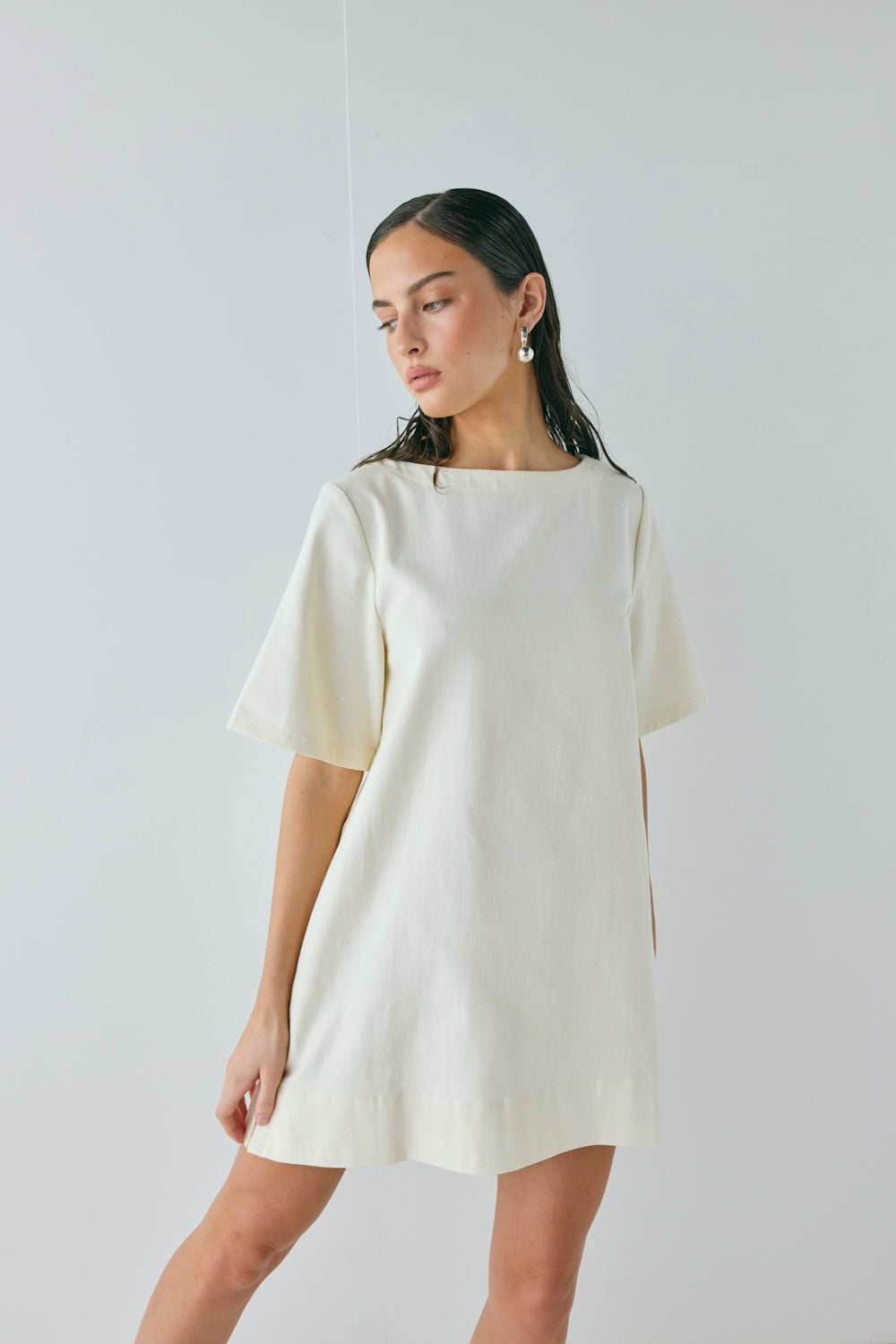Suki Denim Mini Dress Cream