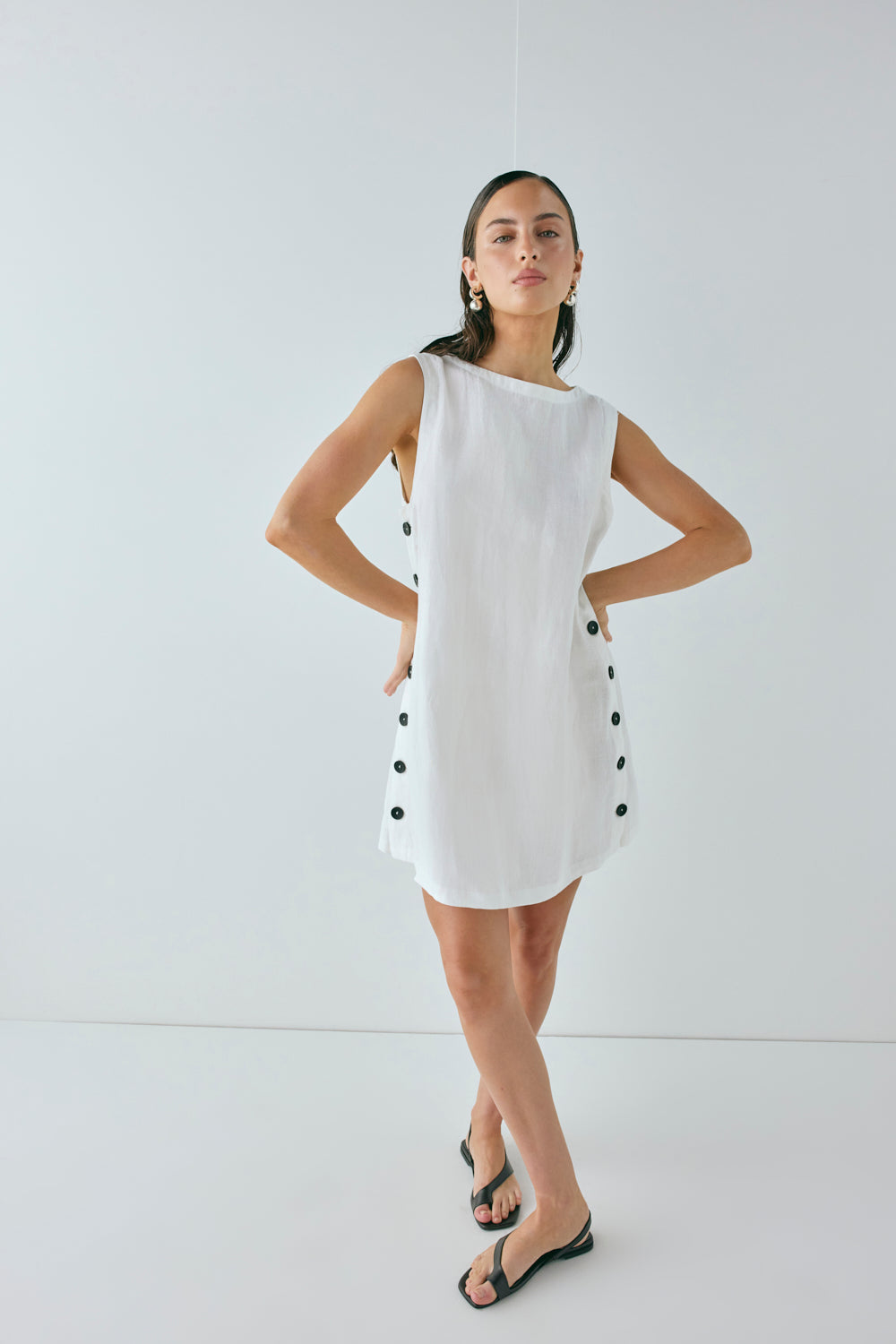 Annabelle Linen Mini Dress White