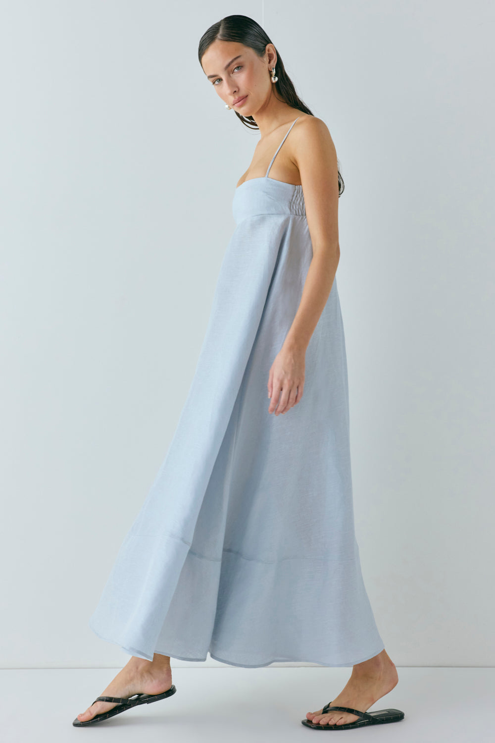 Behati Linen Maxi Dress Sky