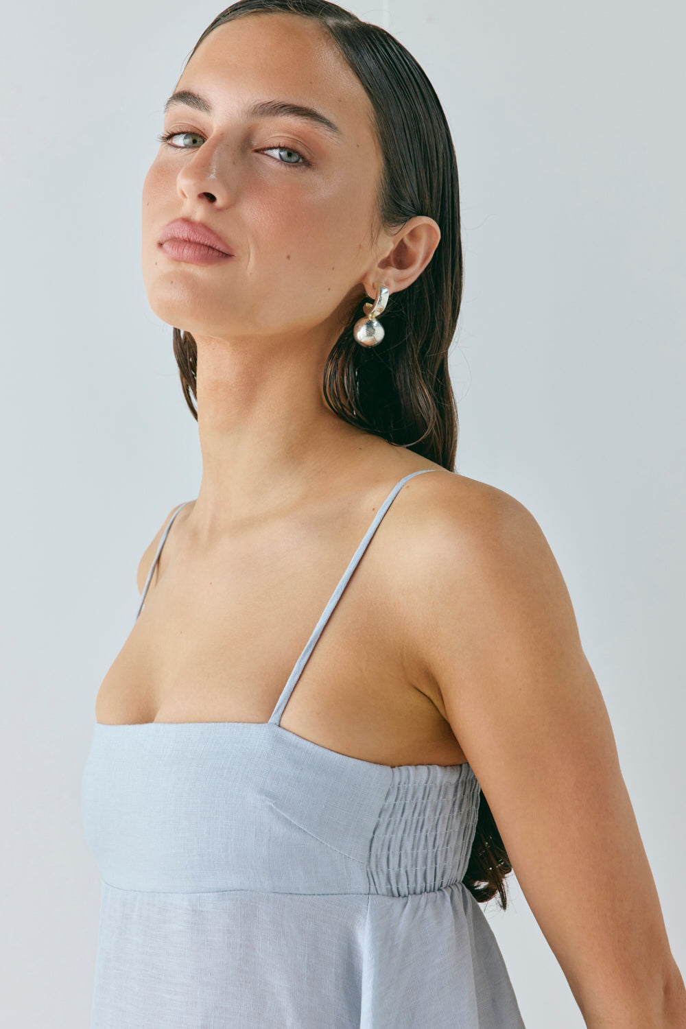 Behati Linen Maxi Dress Sky