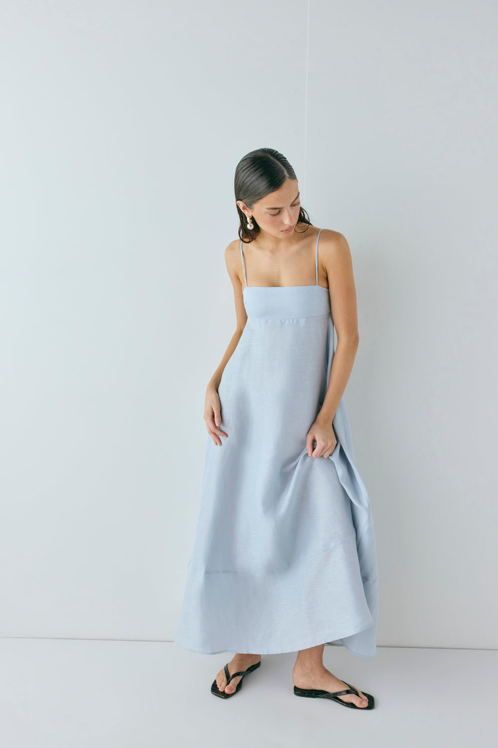 Behati Linen Maxi Dress Sky