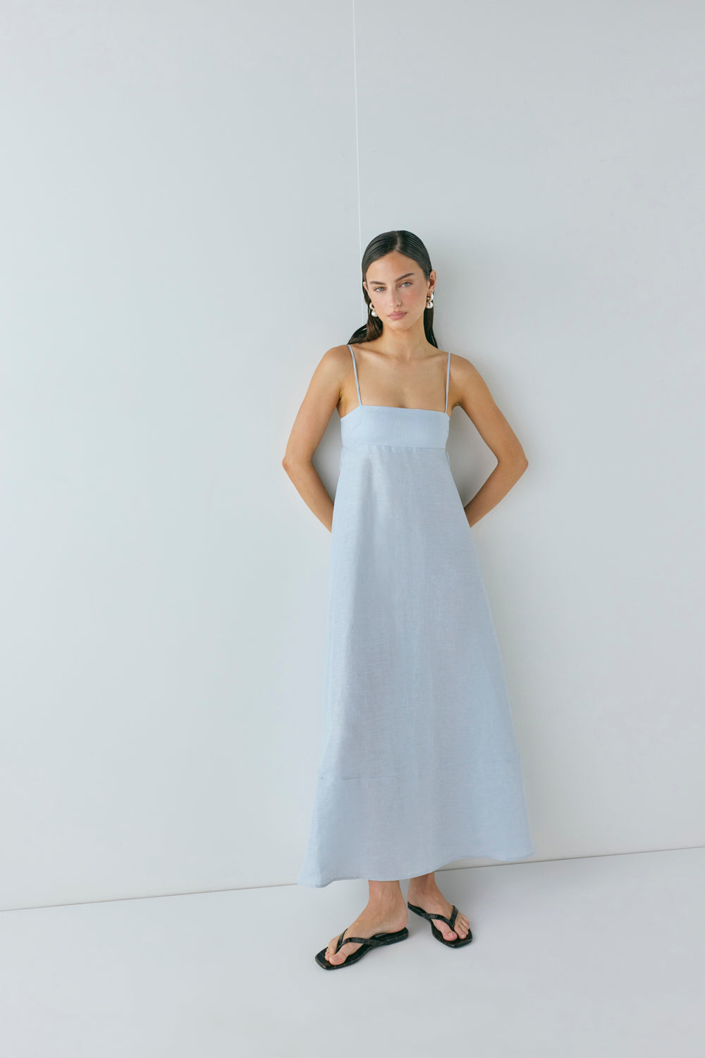 Behati Linen Maxi Dress Sky