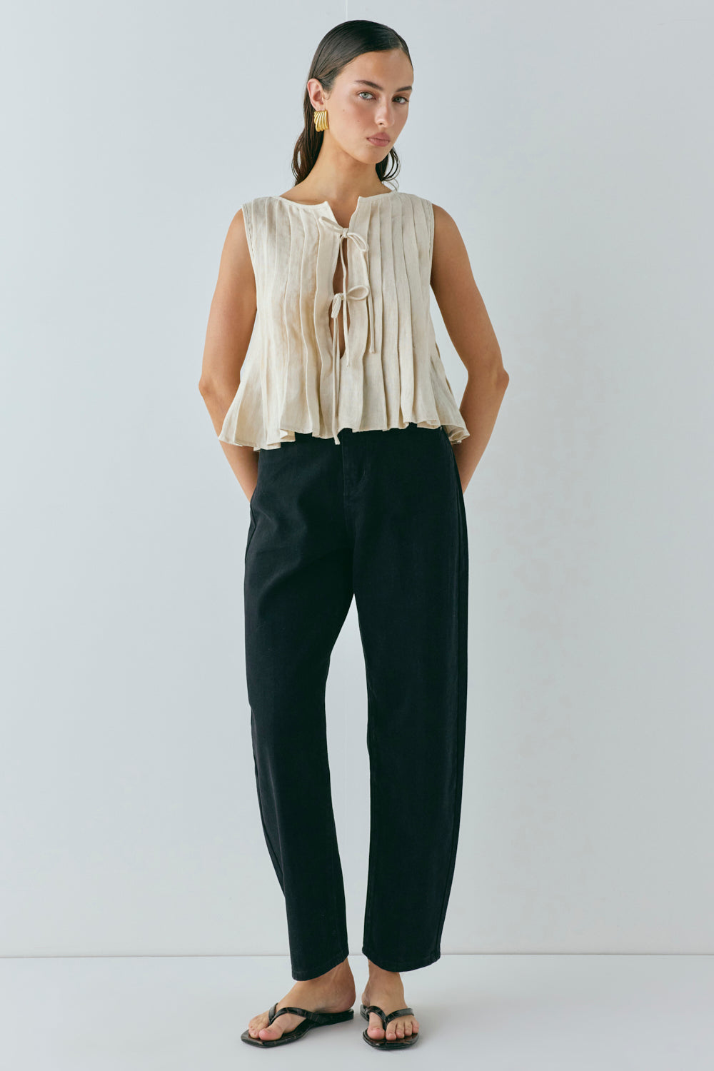 Valeria Linen Top Oatmeal