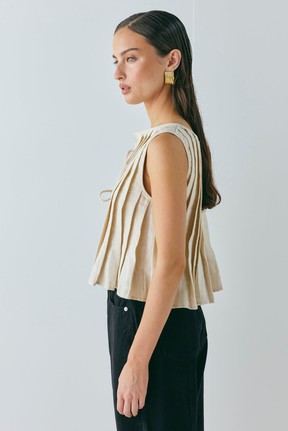 Valeria Linen Top Oatmeal