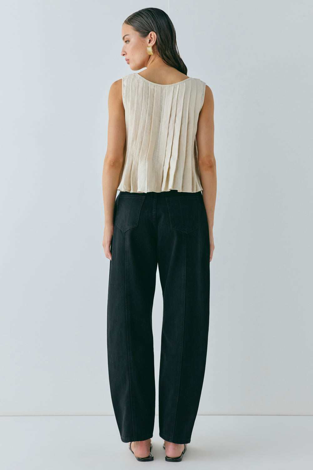 Valeria Linen Top Oatmeal