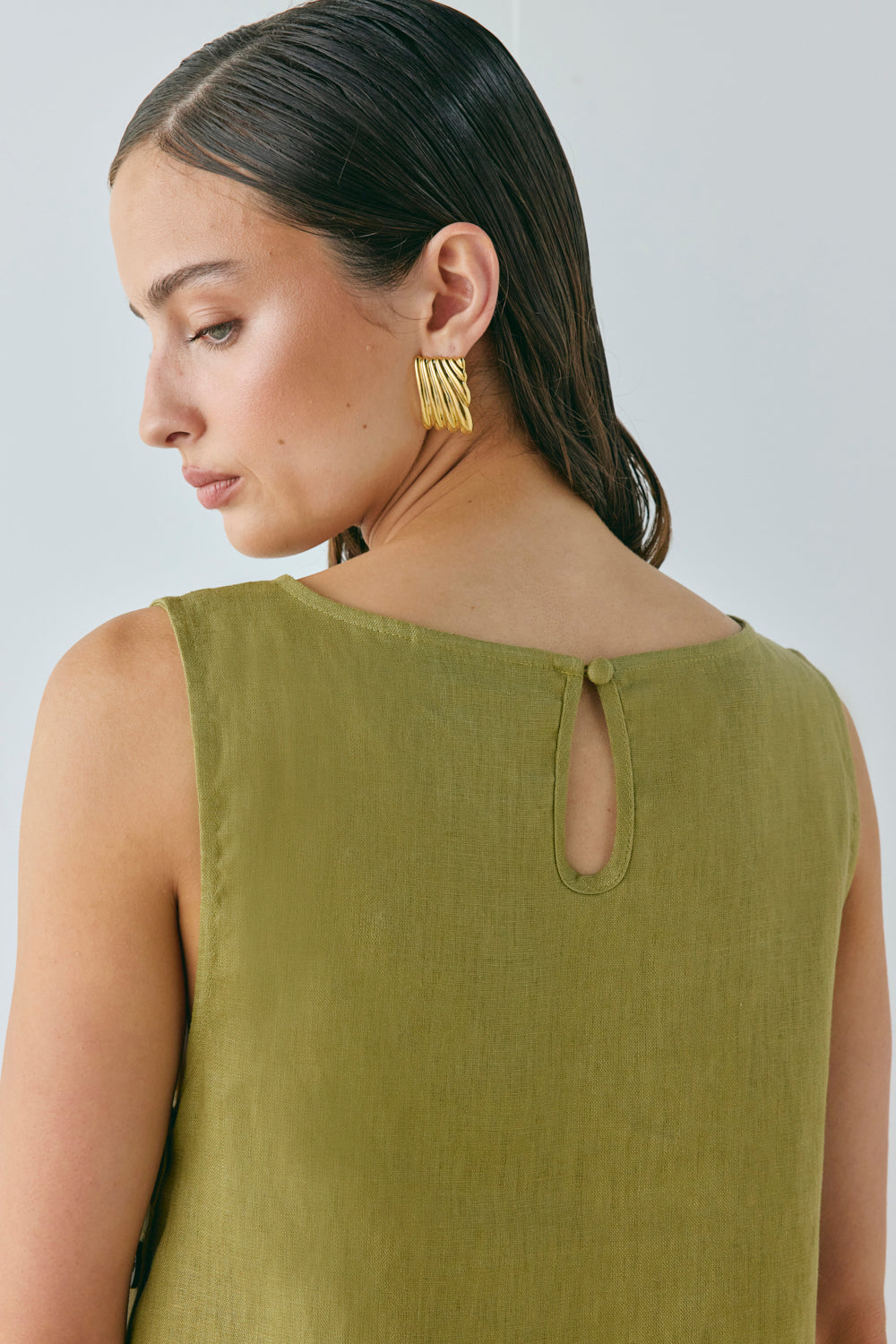 Annabelle Linen Mini Dress Olive