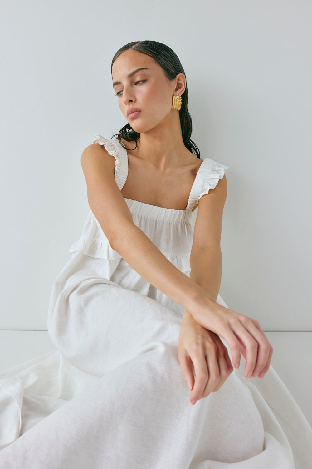 Curate & Create Smock Maxi Dress White