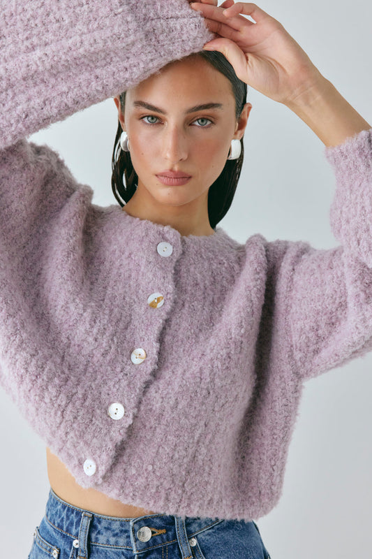 Elsie Knit Cardigan Lilac