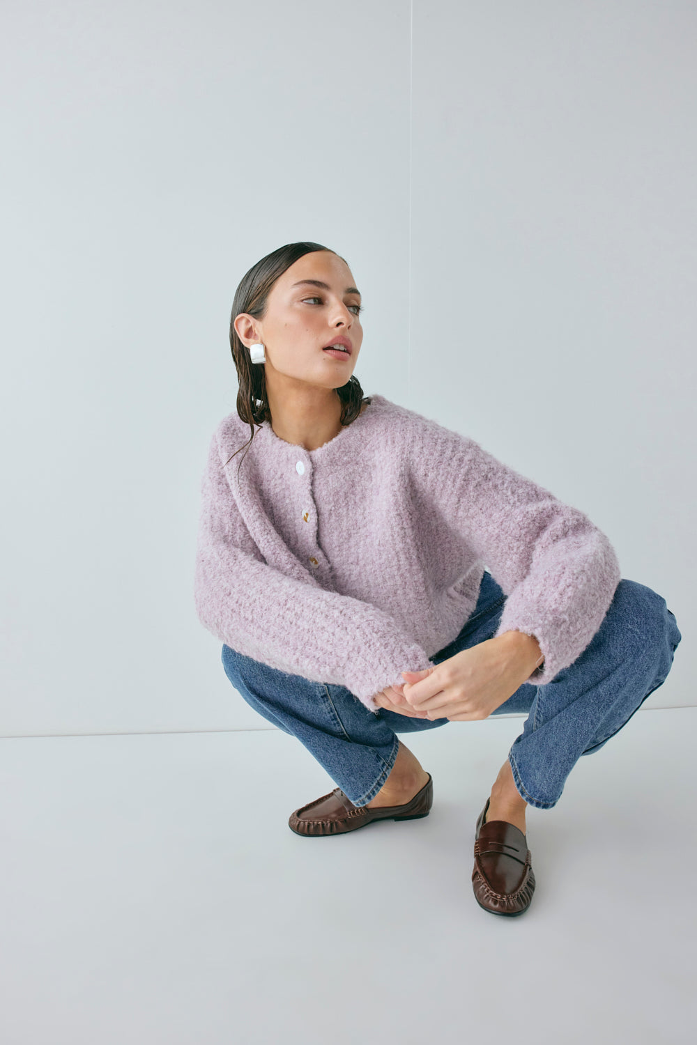 Elsie Knit Cardigan Lilac