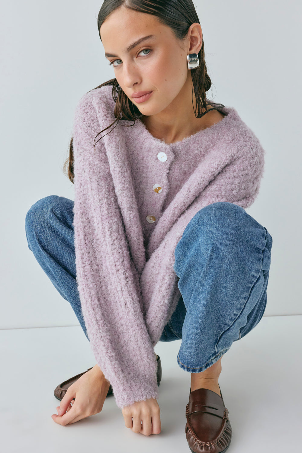 Elsie Knit Cardigan Lilac