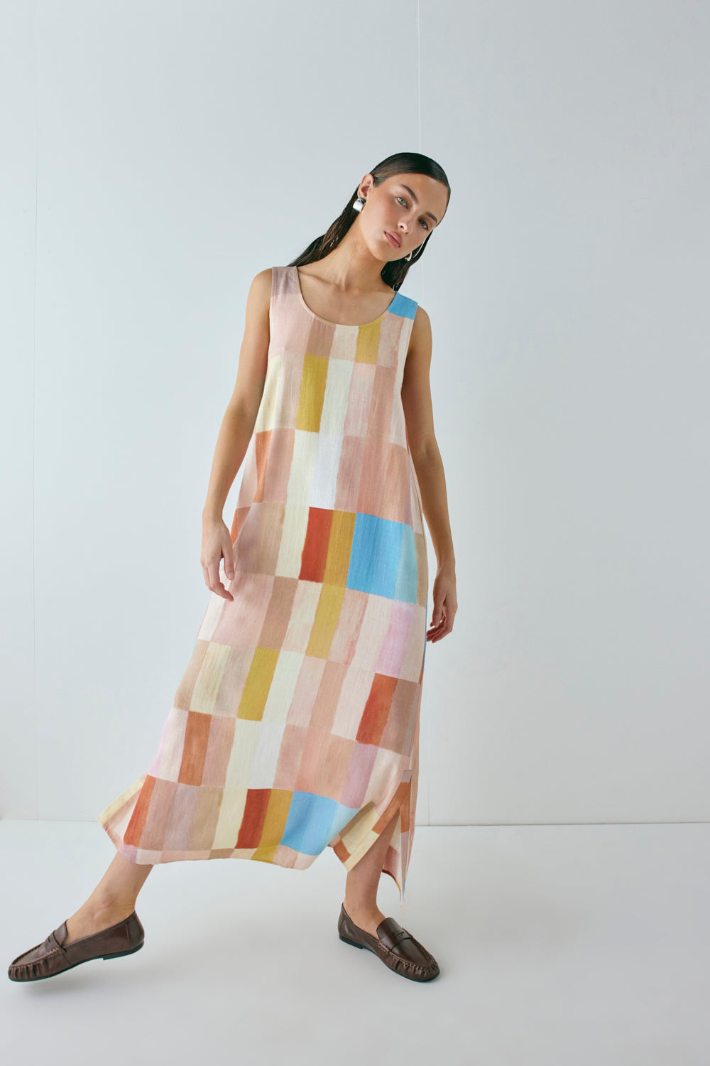 Cate Smock Midi Dress Patchwork