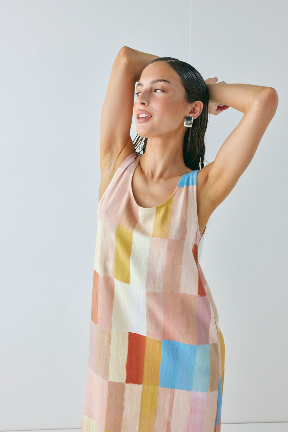 Cate Smock Midi Dress Patchwork