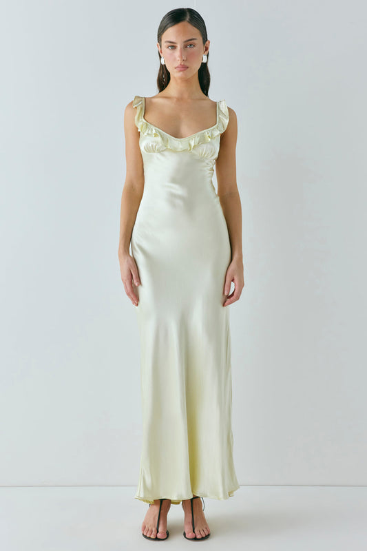 Rosalia Satin Bias Cut Maxi Dress Butter