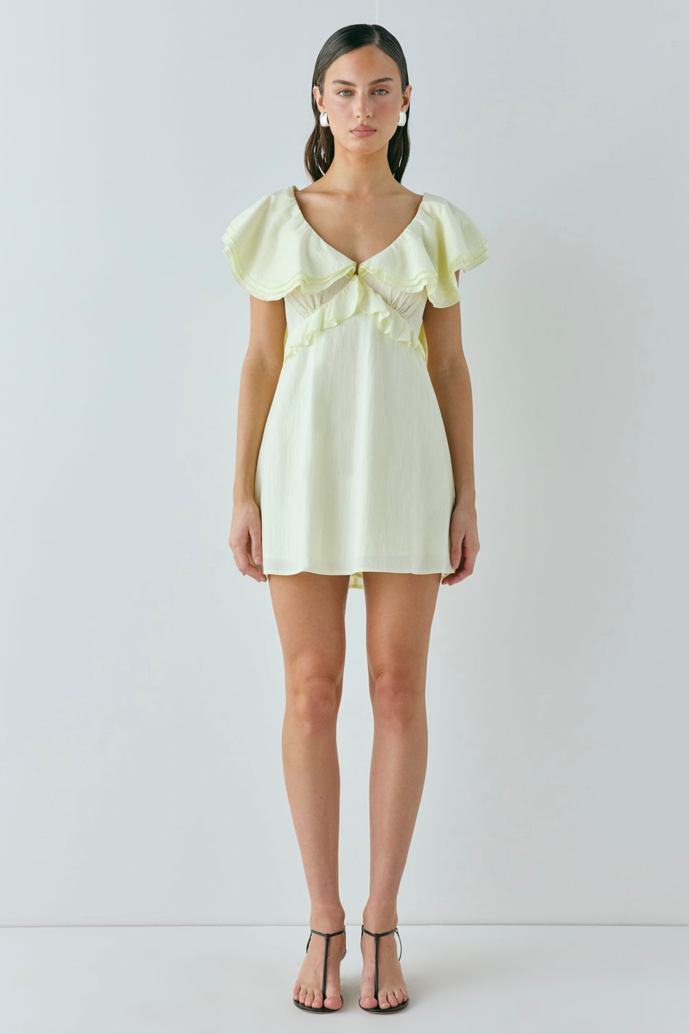Party Nights Frill Mini Dress Lemon