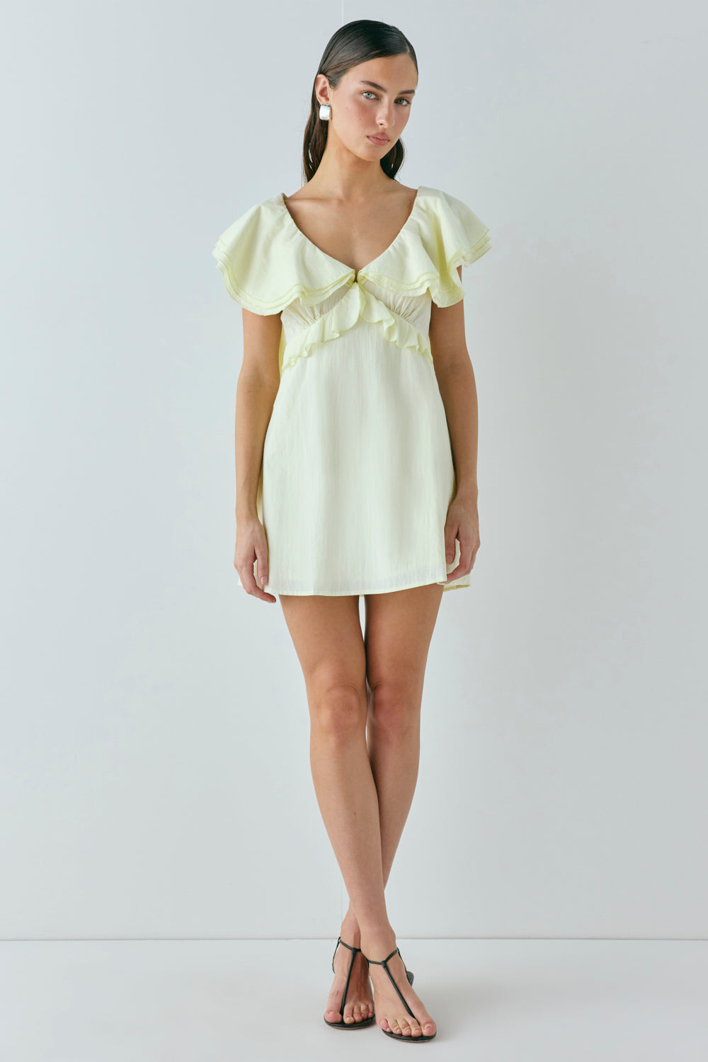 Party Nights Frill Mini Dress Lemon