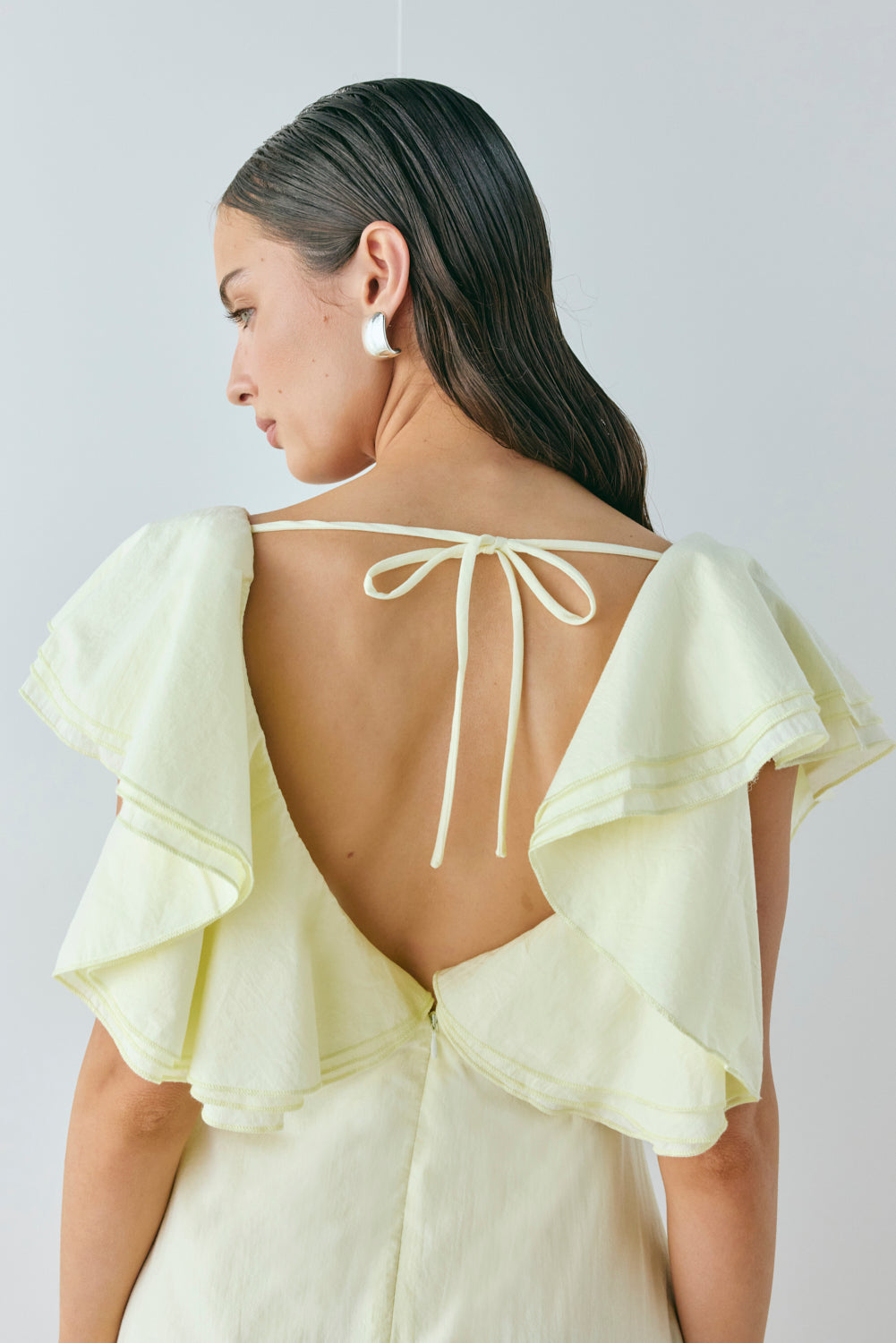 Party Nights Frill Mini Dress Lemon