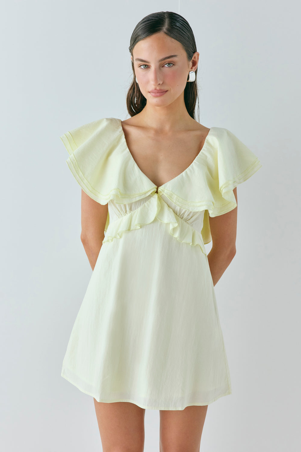 Party Nights Frill Mini Dress Lemon