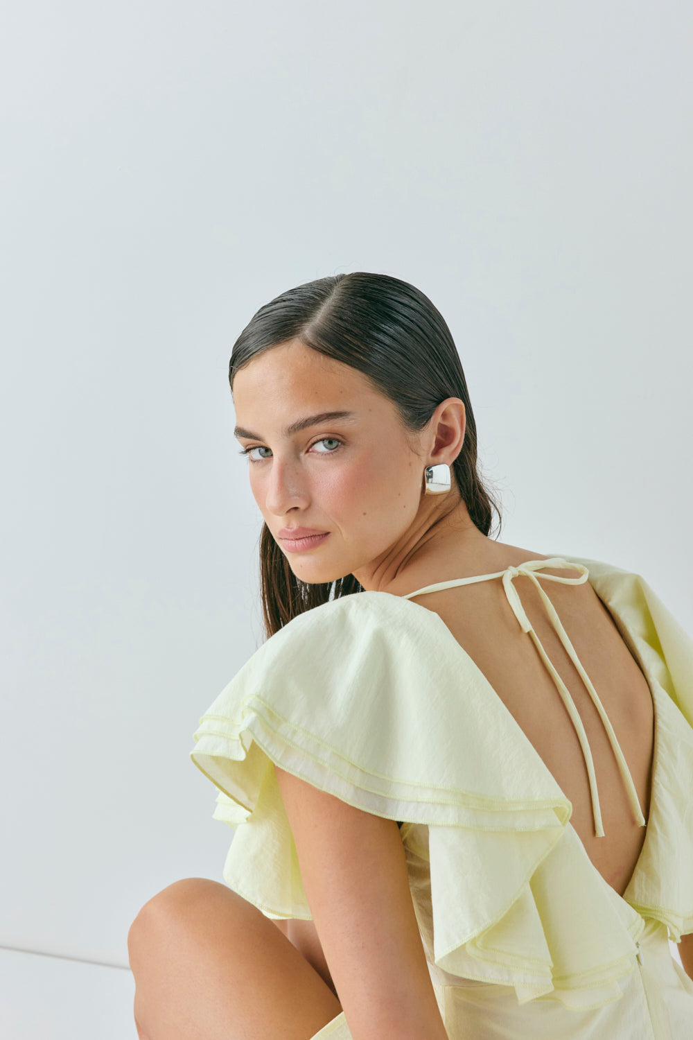 Party Nights Frill Mini Dress Lemon
