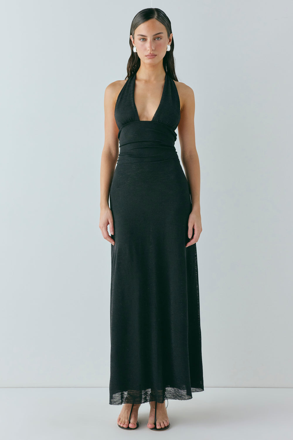 When In Italy Halter Midi Dress Black