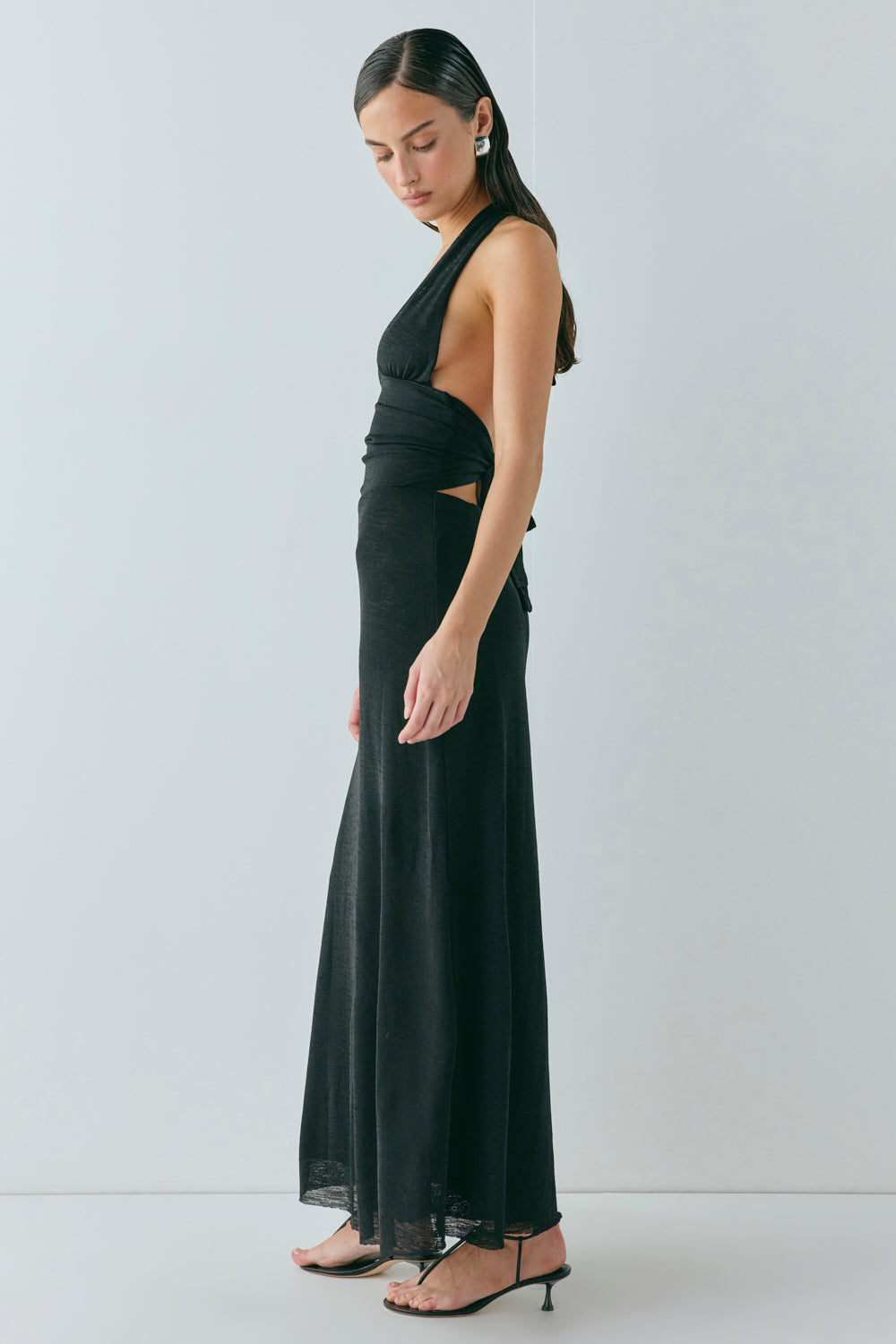 When In Italy Halter Midi Dress Black