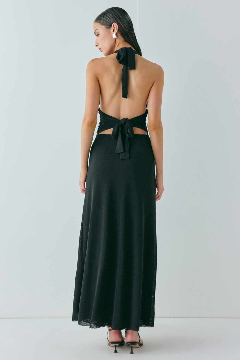 When In Italy Halter Midi Dress Black