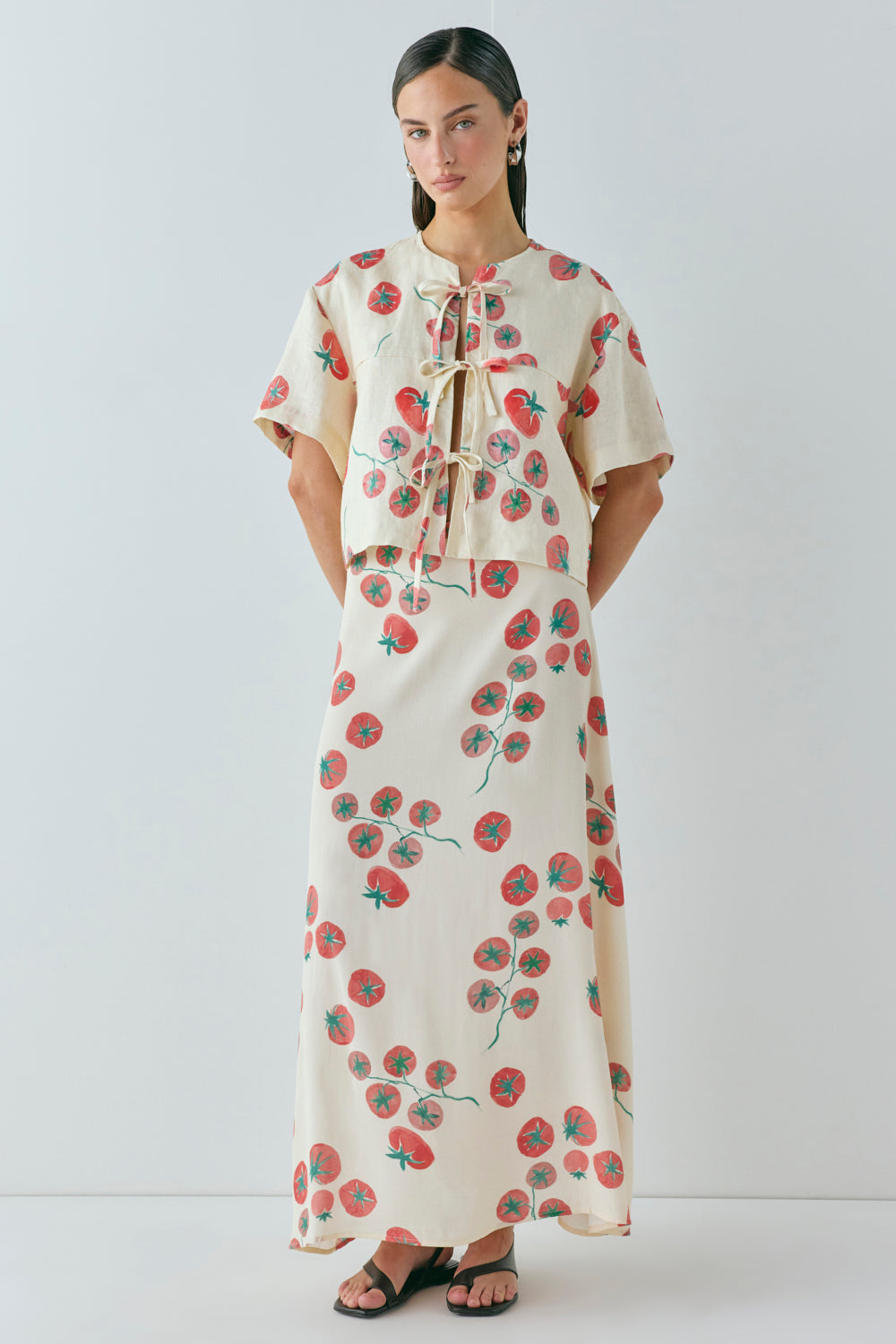 Portia Linen Smock Top Roma
